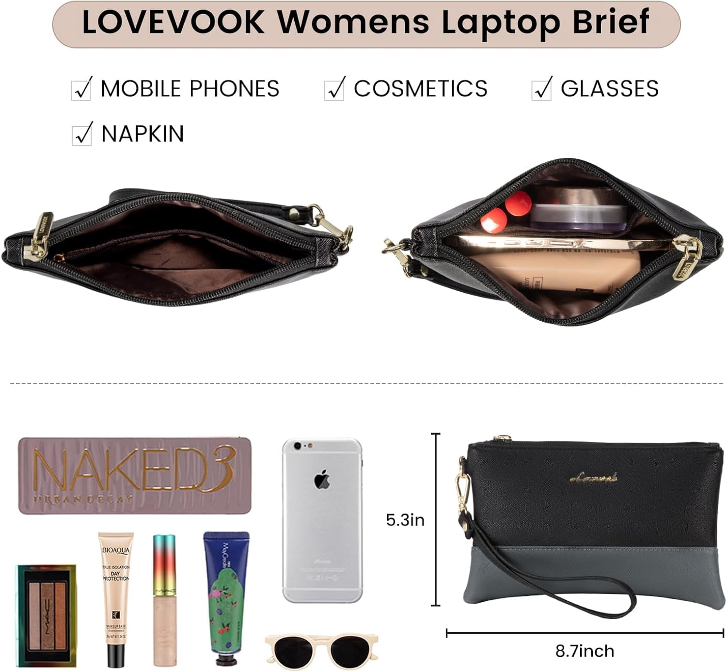 LOVEVOOK Laptop Bag for Women 15.6 Inch Tote Work Professional Leather Computer Briefcase Waterproof Handbag Shoulder Large Capacity Business Teacher Office Crossbody Purse
