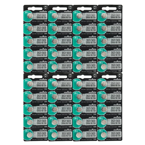 Murata SR44W 357 303 160mAh 1.55V Silver Oxide Watch Battery - 40 Pack