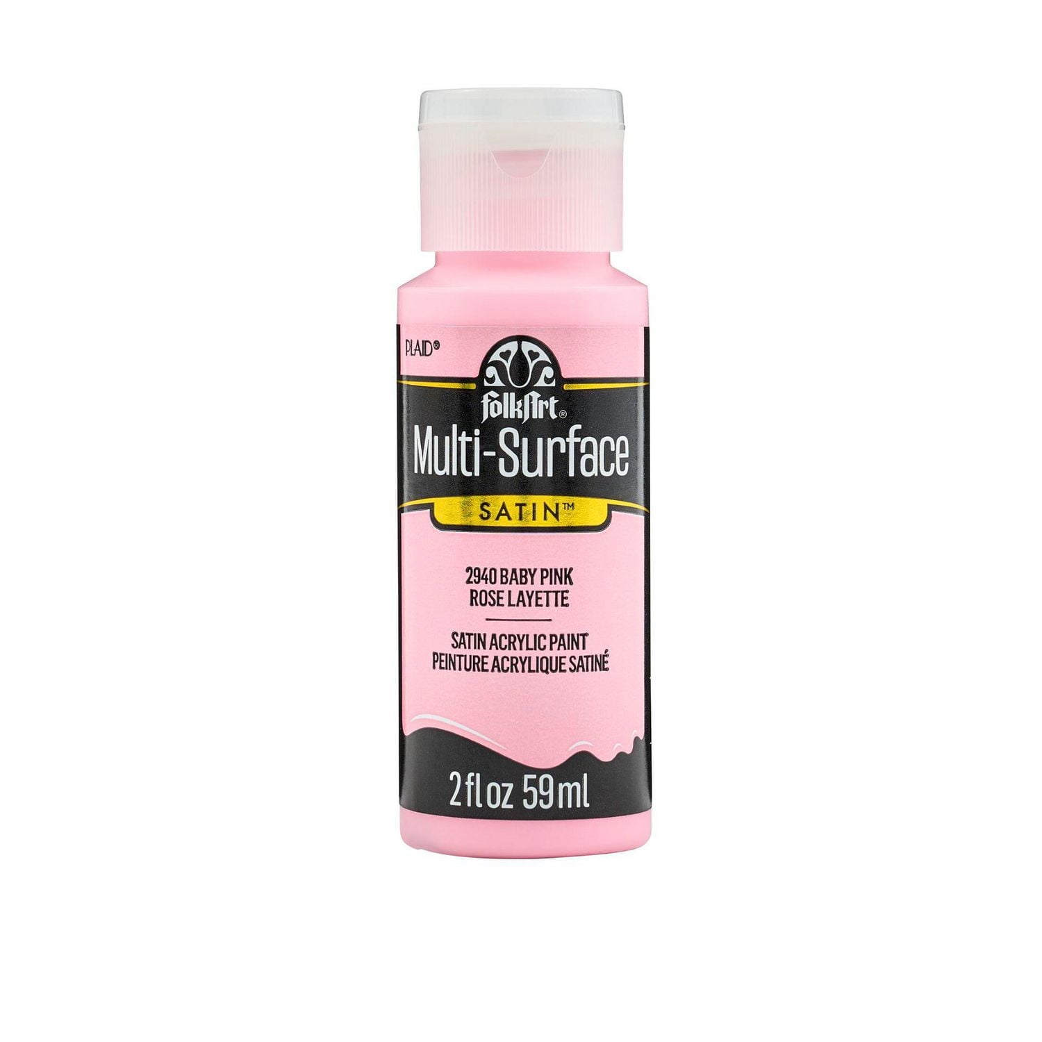 FolkArt Peinture Acrylique Satin Multi-Surface, 2 fl. oz., Rose Bébé