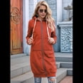 thumbnail image 4 of Sudadera con Capucha y Cremallera para Mujer, Chaqueta Informal de Larga para Otoño, Chaquetas Largas de Otoño con Bolsillos, Túnica Naranja M, 4 of 9