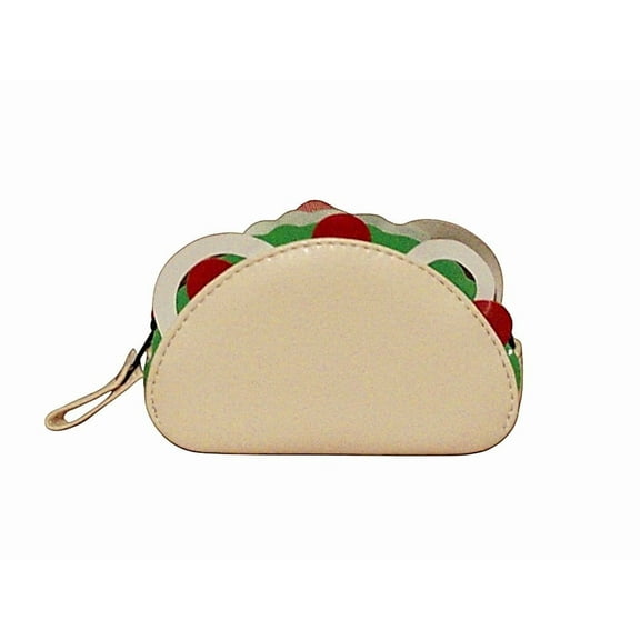 Monedero en forma de TACO, Diseño de COMIDA, Color Beige, Moda Kawaii. Novedoso y Encantador.
