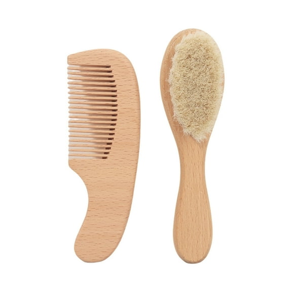 Necvior Baby Goat Hair Brush and Comb Set for Newborns Baby Shower and Registry Gifts