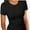 Black, variant on Women's Crew Neck Ribbed Fitted Shirt, Basic Short Sleeves Slim Fit Tops Summer T Shirt