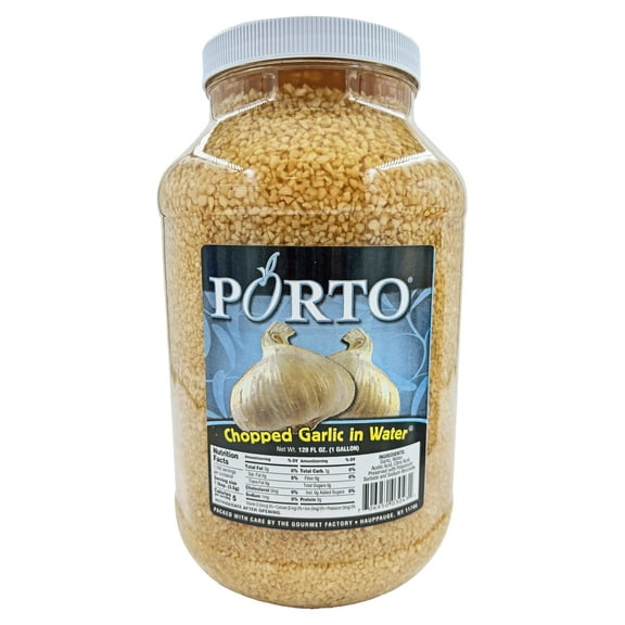 Porto Chopped Garlic In Water | Kosher | 1 Gallon