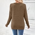 thumbnail image 4 of WTOBBY Women's Casual V-Neck Long Sleeve Blouse, Solid Color Button Front Top, Relaxed Fit Shirt, Everyday Comfort Wear with Fashionable Design,Coffee 2XL, 4 of 4
