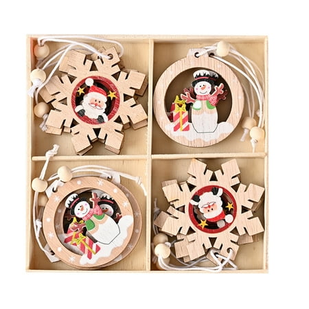 

Bobasndm Hanging Decoration Snowflake Star Shape 12Pcs Hollow Wooden Pendant Collectible Durable for Garden