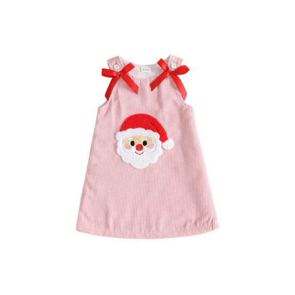 Miaouyo Girl Christmas Corduroy Dress Santa Embroidery Sleeveless Tank Dress