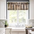 thumbnail image 4 of Rustic Wooden Barn Door Valance Curtain Farmhouse Retro Wood Plank Country Shabby Western Rod Pocket Valance Window Treatments 1 Panel Short Curtains for Kitchen Bedroom 54 x 18 in, 4 of 6