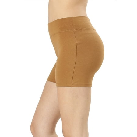 Pants 3/4 Length Short - Womens & Plus Soft Cotton Stretch High Waist Sports Short Pants with Wide Waist Band