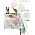 thumbnail image 5 of Teal Red Seahorse Coastal Rectangle Tablecloth, Nautical Beach Coral Starfish Waterproof & StainResistant Tablecloth, Washable Oil-proof Table Cover for Dining/Party/Wedding/Camping/Buffet 54x108 In, 5 of 9