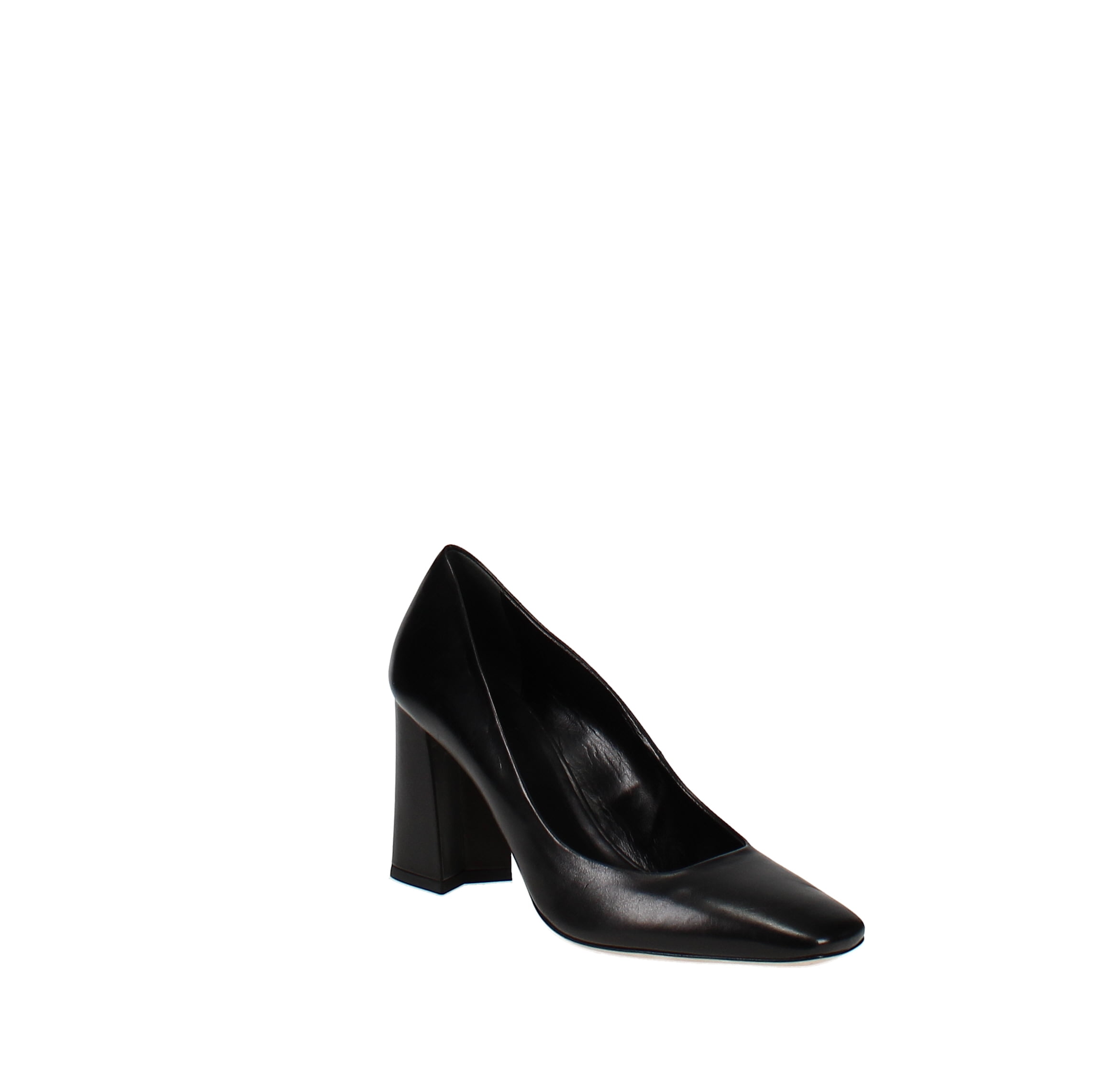 black square toe block heels