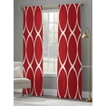 thumbnail image 5 of Red Abstract Semi Sheer Curtains 84 Inch Length 2 Panels Set, Modern White Geometric Twisted Art Sheer Kitchen Curtain Privacy Voile Window Curtain for Living Room Bedroom Rod Pocket Drapes, 5 of 7