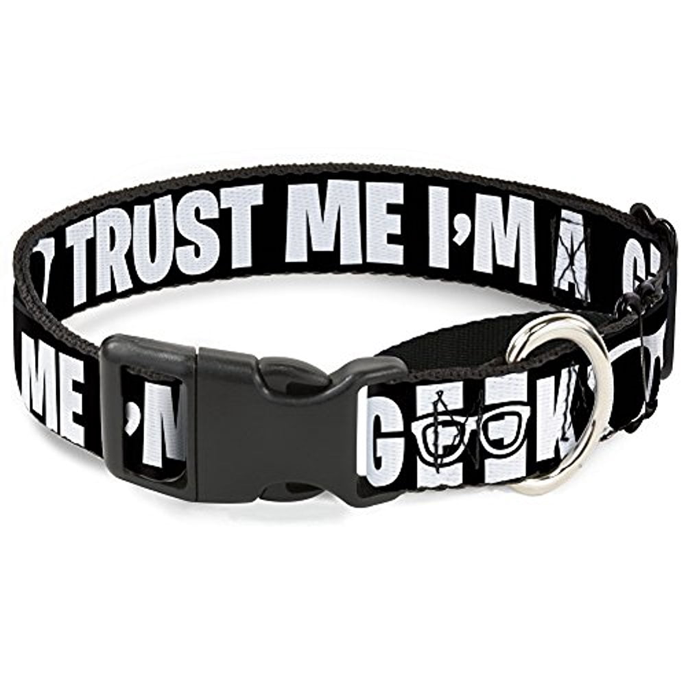 buckle-down mgc-w30947-l i'm a geek glasses black white martingale dog collar