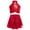 Red, variant on Kids Girls Jazz Hip Hop Dance Outfits Cheerleading Glittery Crop Tops with Metallic Skirt Set Red 8