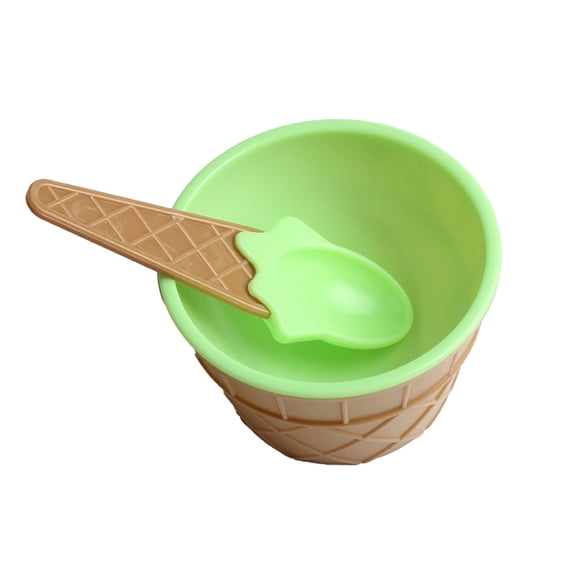ENJOYW 1 Set Ice Cream Bowl Eco-friendly Cartoon Shape Plastic Dessert Yogurt Cup with Spoon for Home Bowl