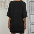 thumbnail image 2 of UTSJKR Womens Bathing Suit Cover Up Casual Loose Tassel Beach Dress Summer Basic Short Sleeve Sundress 2024 Fashion Solid Hollowed Drawstring V Neck Smocked Black M, 2 of 4
