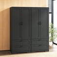 thumbnail image 6 of Armoire Wardrobe Closet with 2 Drawers, Modern Wooden Bedroom Armoire with Doors, Clothing Storage Cabinet with Hanging Rod,for bedroom, 6 of 8