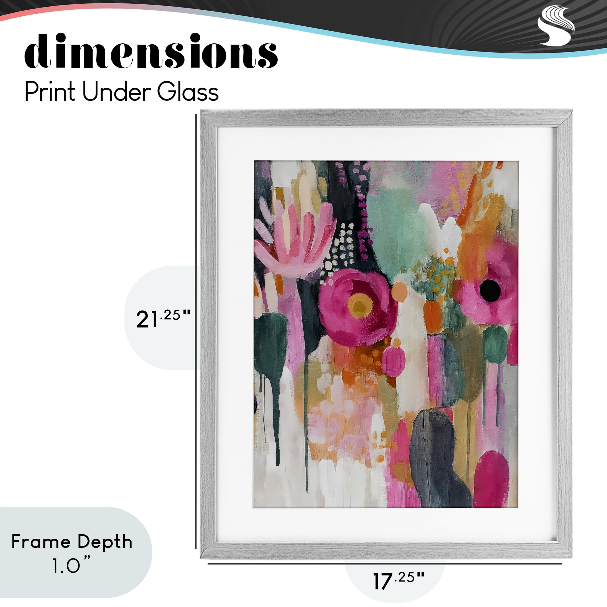 Stupell Industries Dripping Blooms Cascade Gray Framed Print Under Glass, design by Riley B