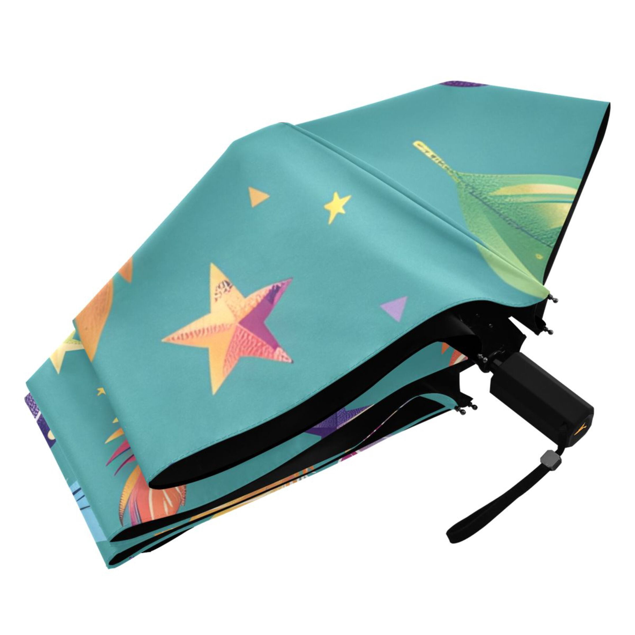 ALAZA Feathers Stars UPF 50+ Compact Folding Umbrella for Rain Travel Umbrella Packable