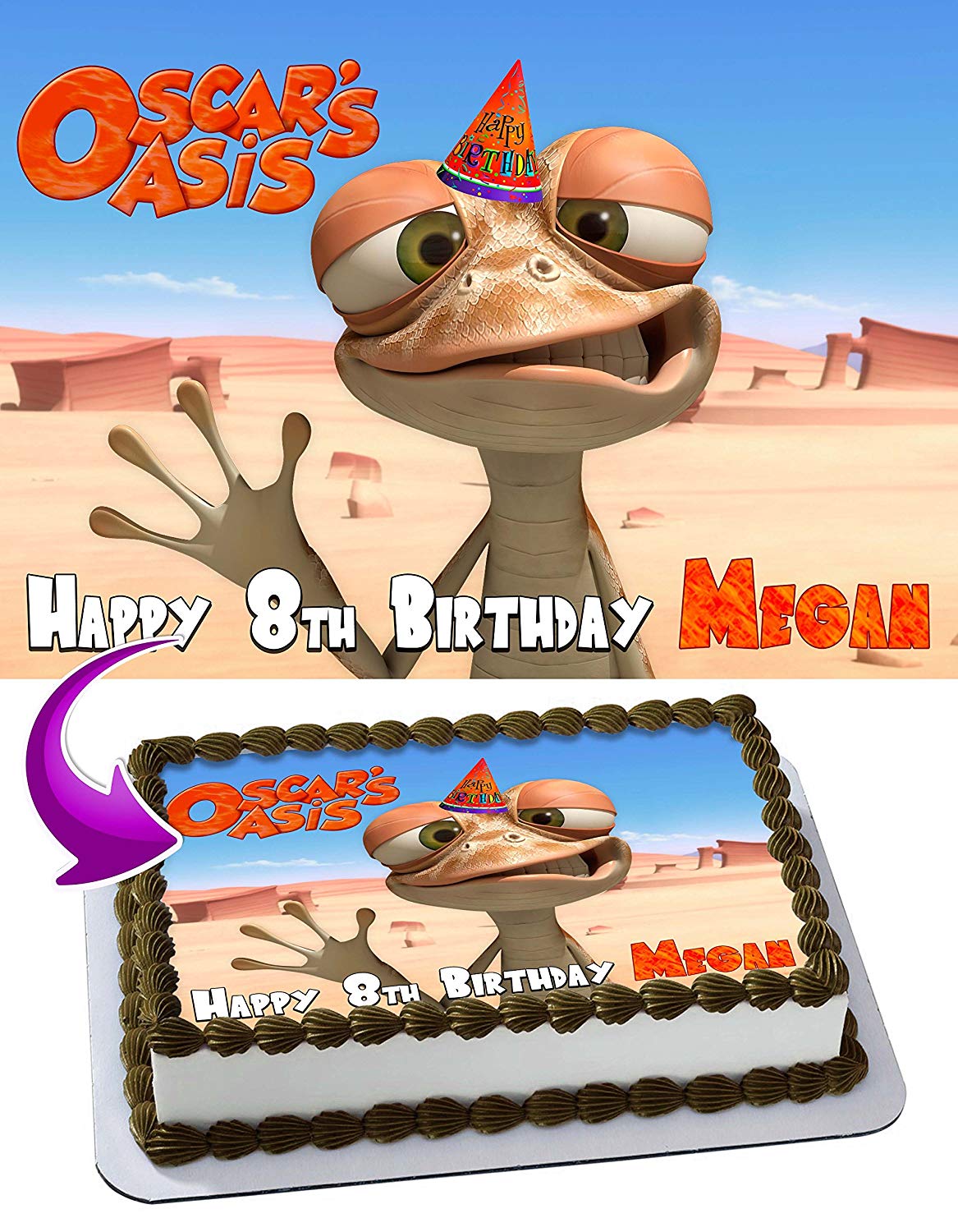 Oscar's Oasis - Edible Cake Topper - 11.7 x 17.5 Inches 1/2 Sheet  rectangular