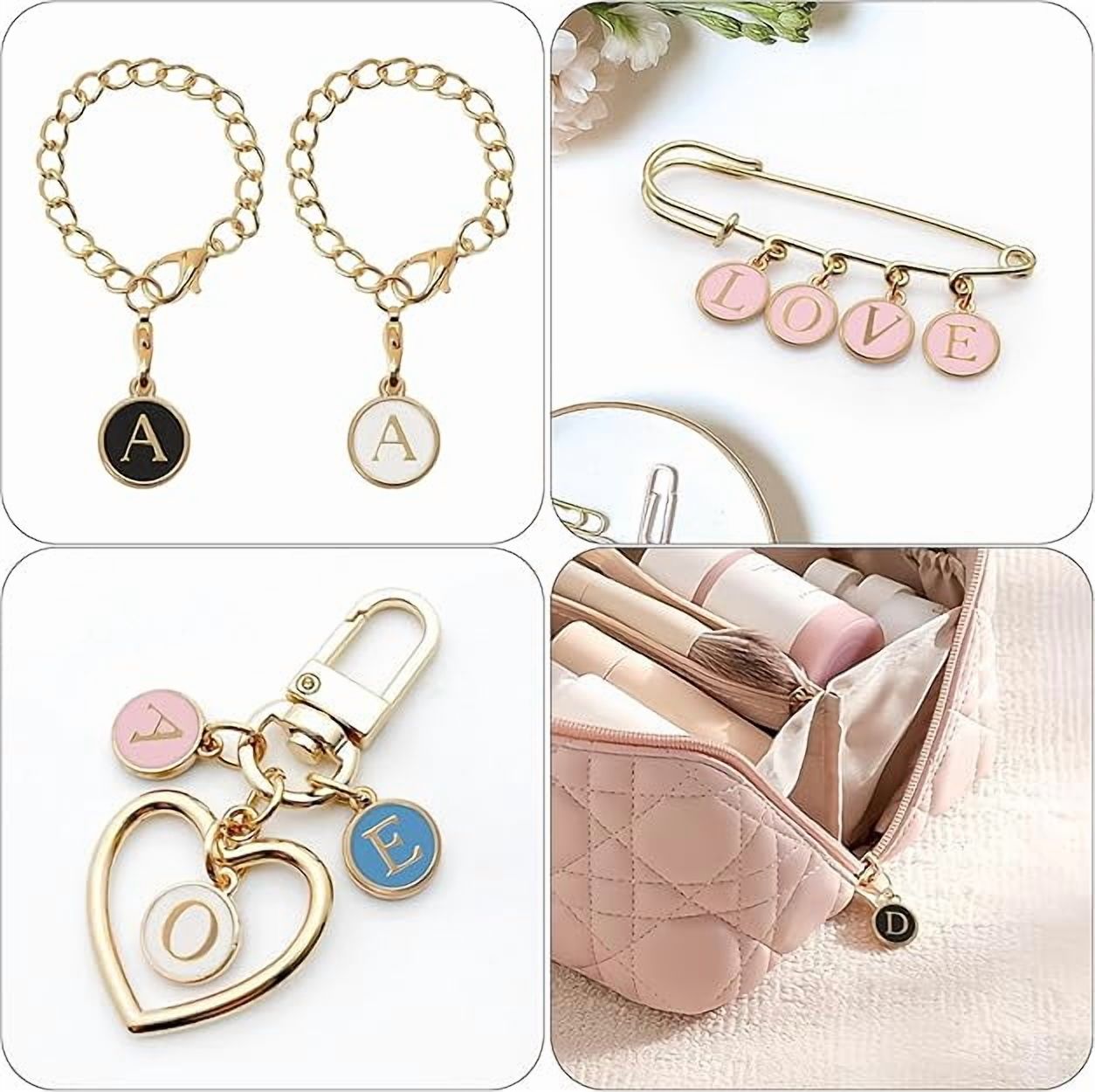 368 Pcs Metal Alphabet Jewelry Charms Kit - Double Sided Gold & Silver Letters, Earring Hooks, Jump Rings, Necklaces - Complete DIY Crafting Set