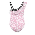 thumbnail image 5 of Uorisanigo Girls Swimsuit One Piece Size 3-4 Pink Cow Print Ruffle Bathing Suit Adjustable Strap Summer Beach Vacation Swimwear, 5 of 7