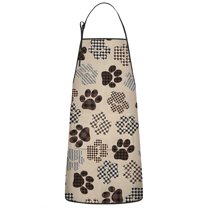 Paw Print Apron-Garden Aprons for Women with Pockets-Cotton Linen Waterproof Kitchen Cooking Gardening Aprons Adjustable for Kitchen,Cooking,BBQ and Salon 33x27 Inch