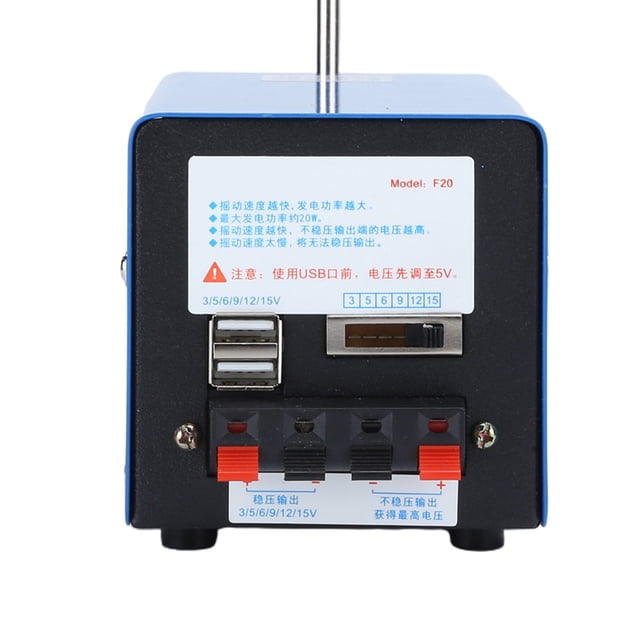 Hand Crank Generator, Metal Outer Case Blue Large Power Generator,H Compact Size for Help Operations, Natural Disasters Field Operations, Field Trips,