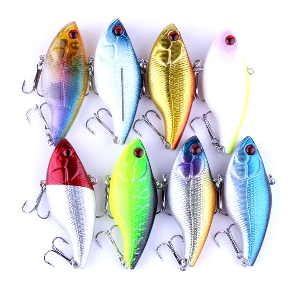 HENGJIA Fishing Lures, 8PCS 0.66oz/2.95in Lipless Crankbaits for Bass, Deep Diving Minnow VIB Lifelike Hard Baits Sinking Fishing Lure for Saltwater Freshwater Bass, Redfish, Trout, Walleye