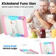thumbnail image 5 of XYX for iPad 6th/5th Generation (9.7-inch, 2018/2017) Case, 3in1 Heavy Duty Shockproof Tablet Cover with Stand, Shoulder Strap, Rainbow Pink, 5 of 7