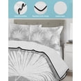 thumbnail image 3 of Full Size Quilt Bedding Set, Grey Palm Leaves Coastal Reversible Summer Quilt 3 Pieces, Summer Tropical Botanical Boho Lightweight Bedspreads Coverlets with 2 Pillow Shams for All Seasons, 3 of 5
