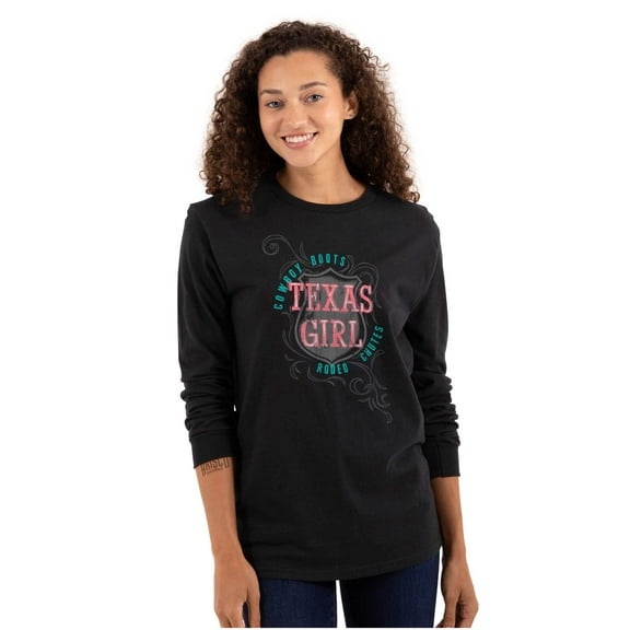 Texas Cowgirl Boots and Chutes Cute Women's Long Sleeve T Shirt Brisco Brands S