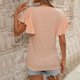 thumbnail image 5 of Camiseta de verano para mujer con corte floral y mangas con volantes: prenda informal y elegante para el día a día, tejido transpirable, lavable a máquina, 5 of 8