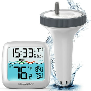 Newentor IPX8 Pool Thermometer Floating Easy Read, With Wireless Indoor Temperature Humidity Monitor for Swimming Pool
