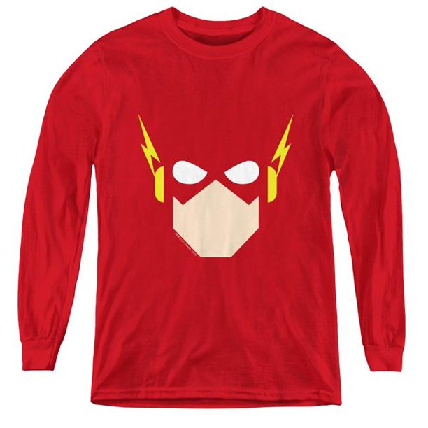 JLA & Flash Tee-Shirt à Manches Longues Tête de Jeune&44; Rouge - Extra Large