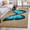 thumbnail image 3 of Area Rug for Living Room, Blue Butterfly Non-Slip Indoor Large Carpet for Bedroom/Dining Room, Vintage Animal Painting Aesthetic Artistic Washable Low-Profile Floor Mat Runner Rugs - 2.7 x 5 Ft, 3 of 7