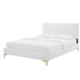 thumbnail image 1 of Platform Bed Frame, Queen Size, Velvet, White, Modern Contemporary Urban Design, Bedroom Master Guest Suite, 1 of 10
