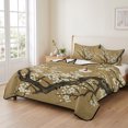 thumbnail image 2 of Quilts Full Size Bedding Set, Plum Blossom Lightweight Quilted Comforter, Vintage Zen Flower Tree Branch Brown Floral Soft Reversible Bedspread Coverlet with Pillow Covers for All Season, 78" x 90", 2 of 9