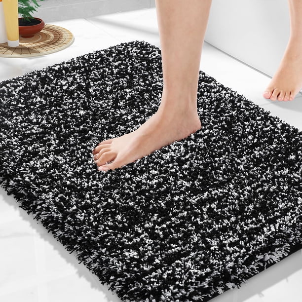 Alfombra de baño Yimobra, antideslizante, lavable, 60 x 43 cm, color blanco y negro