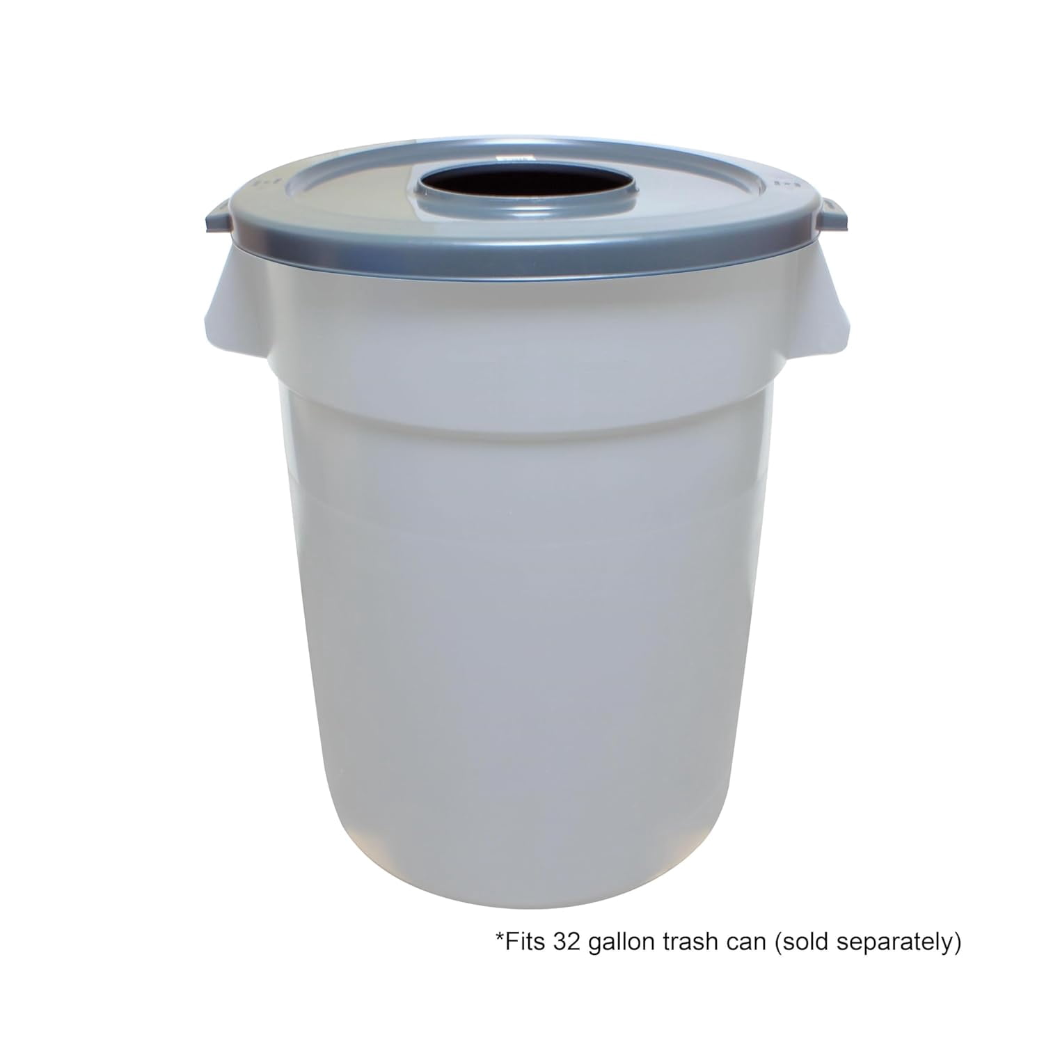 TrueCraftware- 32 Gallon Round Trash Can Center Opened Lid only 22-1/4" Diameter x 1-1/4" Height Gray Color- Wastebasket Garbage Bin Lid Recycling Bin Cover Kitchen Bathroom Bedroom Office Trash Can