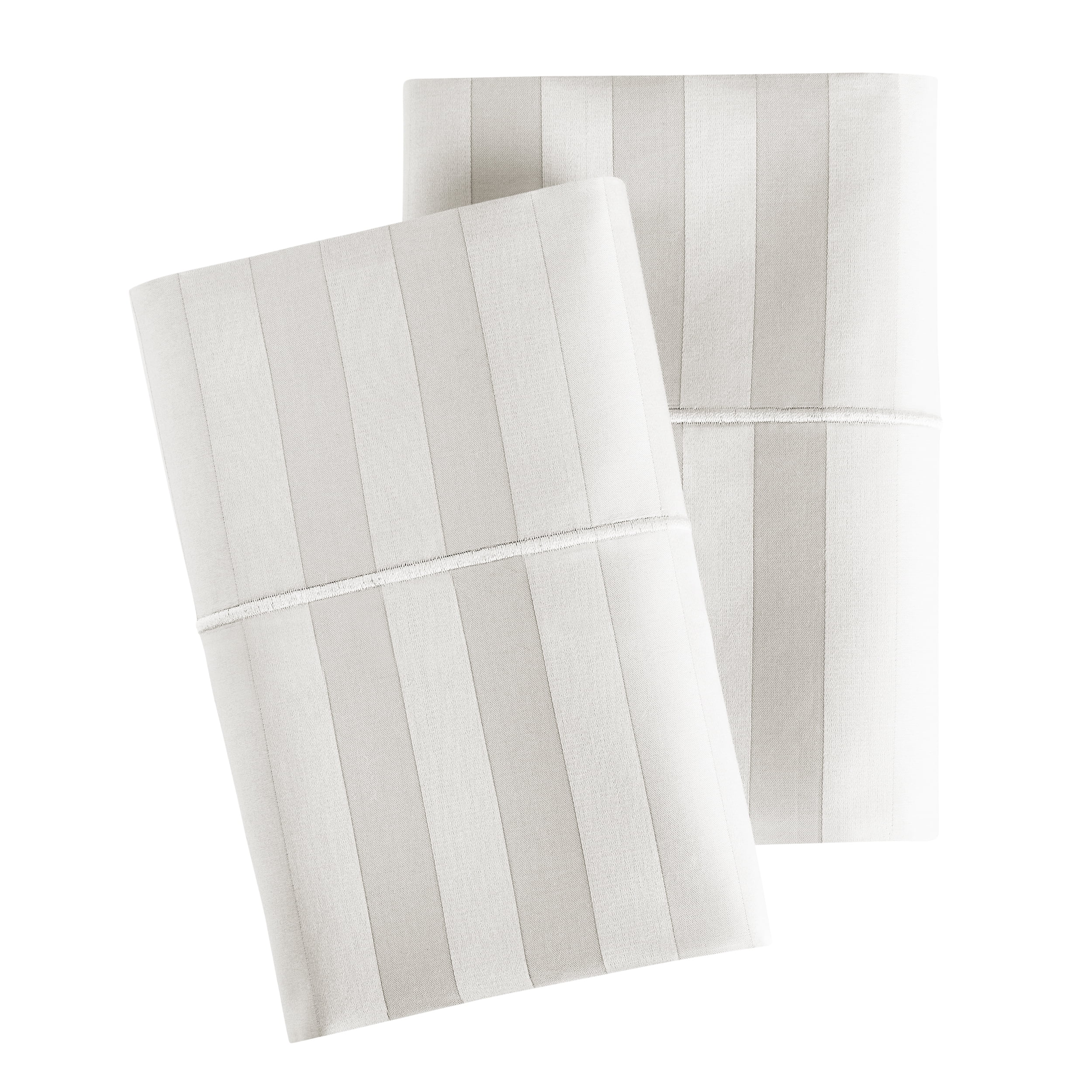 Hotel Style 600 Thread Count White Damask Stripe Egyptian Cotton Adult Pillow Cases, Queen (2 Count)