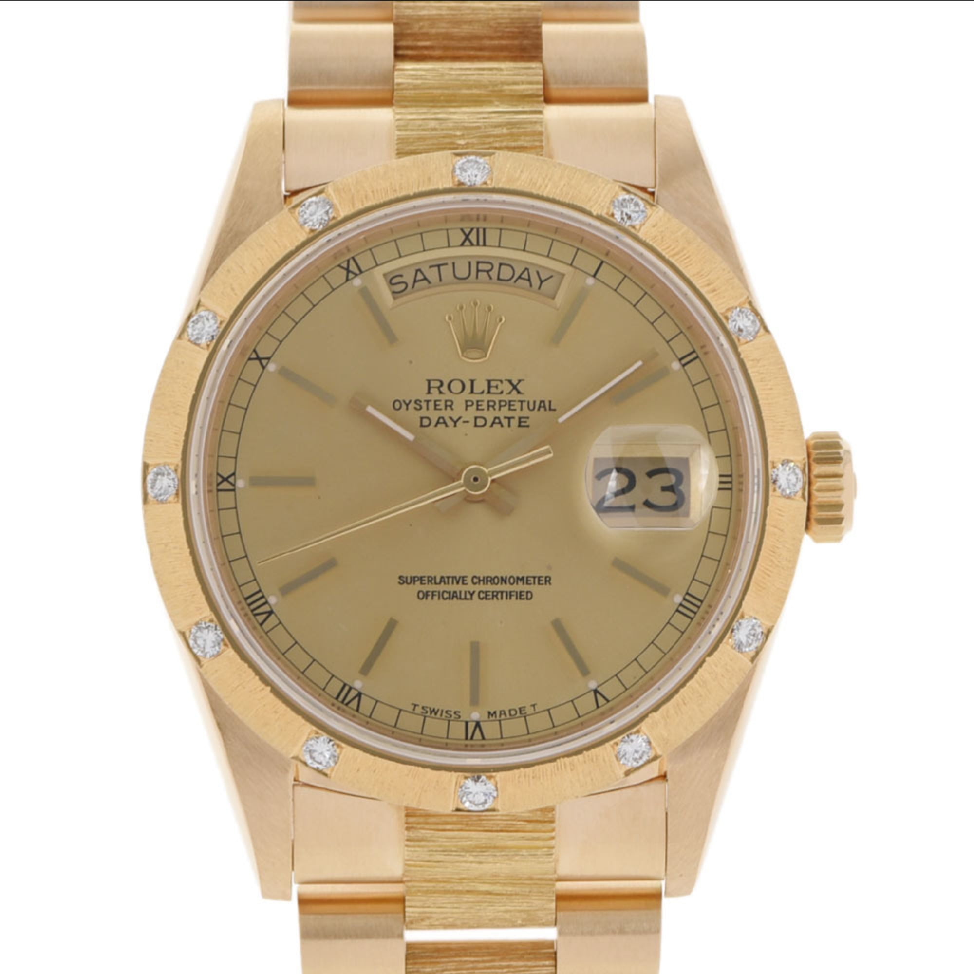 Authenticated Used ROLEX Rolex DayDate Bezel 12P Diamond 18108 Men's
