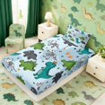 thumbnail image 2 of Manfei Dinosaur Wildlife Twin Fitted Sheet,Retro Stars Heart Paw Print Bedding,Blue Gray,2-Piece,1 Fitted Sheet and 1 Pillowcase, 2 of 6
