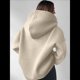thumbnail image 5 of Sudadera con Capucha de Gran Tamaño para Mujer, Cuello en V, Forro , Larga, Estilo Y2K, Ropa de Otoño A Crema XXL, 5 of 6