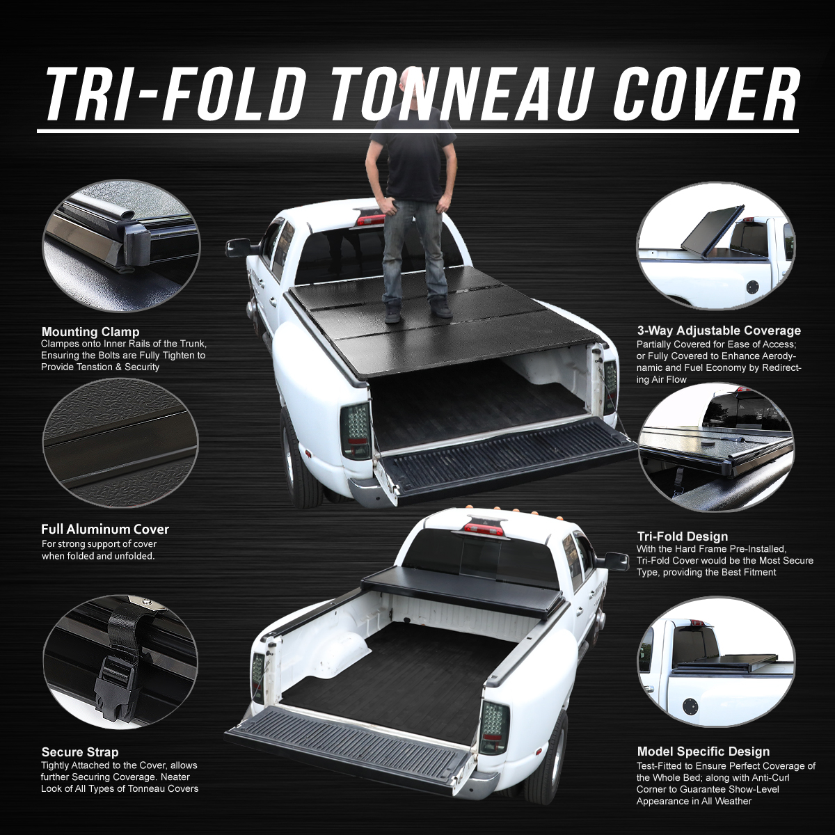 For 2004 To 2018 Ford F150 5 5ft Short Bed Aluminum Frame Hard Tri Fold Tonneau Cover 17 16 15 14 13 12 11 10 09 08 07 06 Walmart Com Walmart Com