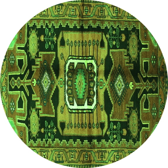Ahgly Company Indoor Round Persian Green Traditional Area Rugs, 8' Round