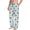 thumbnail image 2 of Uemuo Flower Leaves Pattern Men's Wide Leg Palazzo Lounge Pants with Pockets Light Weight Loose Comfy Casual Pajama Pants-Small, 2 of 9
