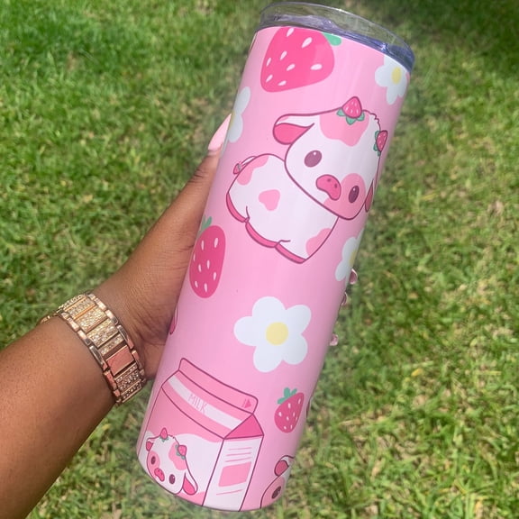[NO STRAW] Kawaii strawberry milk 20 oz stainless steel tumbler