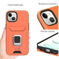 thumbnail image 4 of CoverON For Apple iPhone 13 Mini Phone Case, KickStand Ring Credit Card slot Rugged Cover Magnetic holder, Orange, 4 of 10