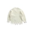 thumbnail image 3 of ITFABS Solid Color Sweater, Baby Girls Distressed Long Sleeve V-neck Pullover, 3 of 9